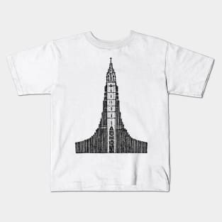 Hallgrimskirkja Sketch (Iceland Cathedral) Kids T-Shirt